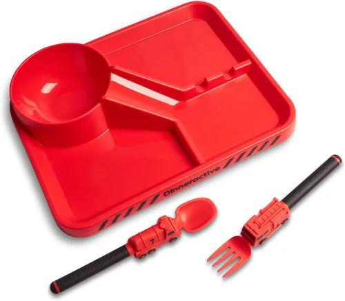 Vista 8 de Juego de vajilla Dinneractive para niños - 3 piezas de vajilla verde de dinosaurios - Utensilios de dinosaurios - Platos para niños pequeños