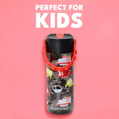 Vista 157 de Elemental Botellas de agua para niños – Botella de agua para niños Splash para la escuela con mango Pop-it – Botella de agua de plástico Tritan sin