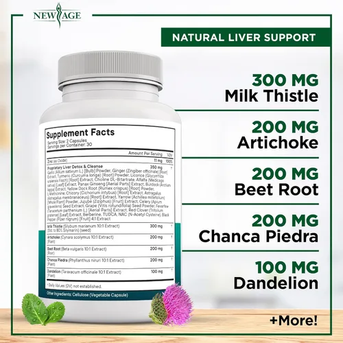 Vista 4 de Liver Cleanse Detox & Repair - Milk Thistle Supplement - Liver Support with Choline, Artichoke Extract, Chicory & Dandelion Root Supplement - Milk