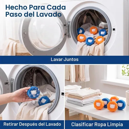 Vista 7 de 3 unidades de removedor de pelo para lavandería, removedor de pelo reutilizable, lavadora, recogedor de pelo de bola para ropa de perro, gato