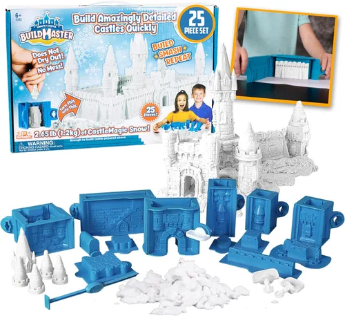 Vista 10 de Super Mega Sand Castle Kit – Kit de arena interior para niños con 25 piezas de construcción, 2.65 libras de arena mágica reutilizable, moldeable