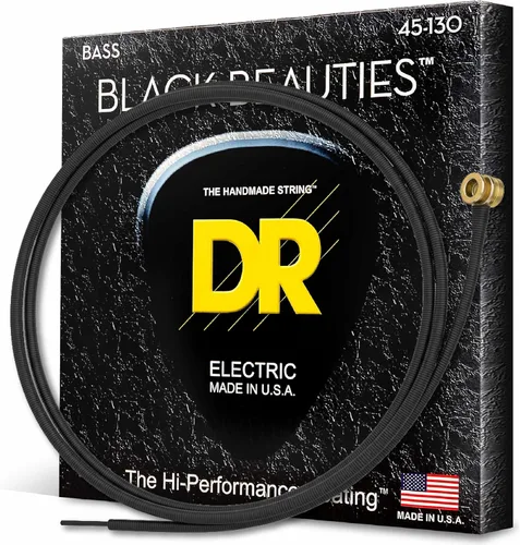 Vista 9 de DR Strings Beauties-Black Coated Steel 6 Cuerdas de guitarra bajo, calibre 30-125, núcleo redondo (BKB6-30)