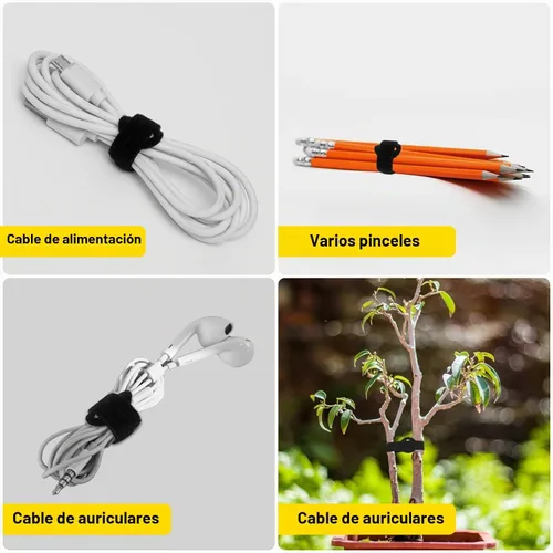 Vista 7 de 150 correas de cierre reutilizables, lazos de gestión de cables de 6 pulgadas, correas organizadoras de gancho y bucle ajustables para el hogar