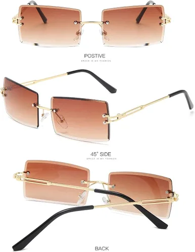 Vista 6 de Lentes rectangulares de sol Dollger sin marco cuadrados ultraligeros UV 400 a la moda unisex