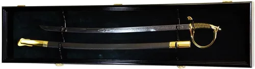 sfDisplay.com,LLC. Vitrina de una sola espada y vaina, gabinete de pared, colores personalizados, con cerradura (acabado negro, fondo de fieltro