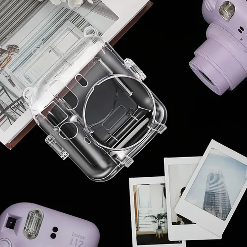Vista 6 de Fintie Funda protectora transparente para cámara instantánea Fujifilm Instax Mini 12, carcasa rígida de cristal con bolsillo de película mejorado
