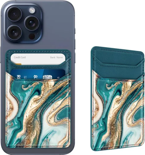 Vista 12 de Portador de Tarjetas Autoadhesivo para la Parte Posterior del Teléfono, Bolsillos de Billetera de Teléfono de Cuero RFID que se Adhieren, Fundas