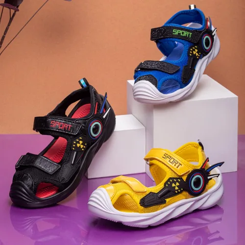Vista 8 de Closed Toe Sandals for Boys and Girls for Active Play and Activities Adjustable Hook and Loop Straps, Breathable Mesh Upper, Comfortable and Thick