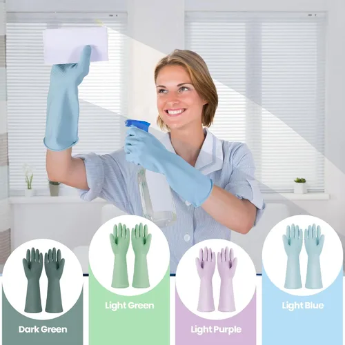 Vista 6 de Jsocoah Cleaning Gloves for Dishwashing, 4/5 Pairs Reusable Kitchen Gloves for Wash, Household Cleaning Glove for Dishes Pet