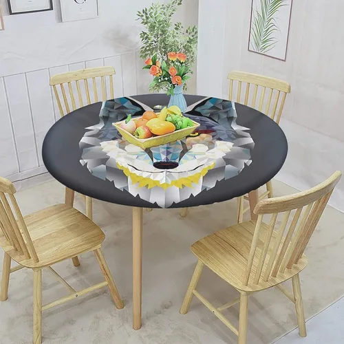 Vista 9 de Zoo - Mantel redondo ajustable con borde elástico, divertido diseño de animales y pájaros, se adapta a mesa redonda de 31.5 pulgadas de diámetro