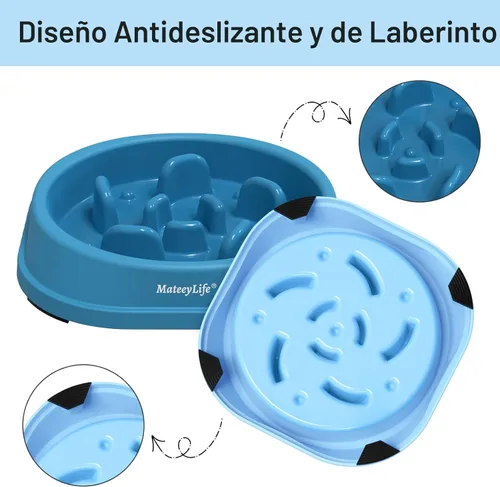 Vista 4 de MateeyLife Cuencos Pequeños de Alimentación Lenta para Gatos 2 Piezas, Cuencos de Comida para Gatos con Rompecabezas Anti-Asfixia, Alimentación