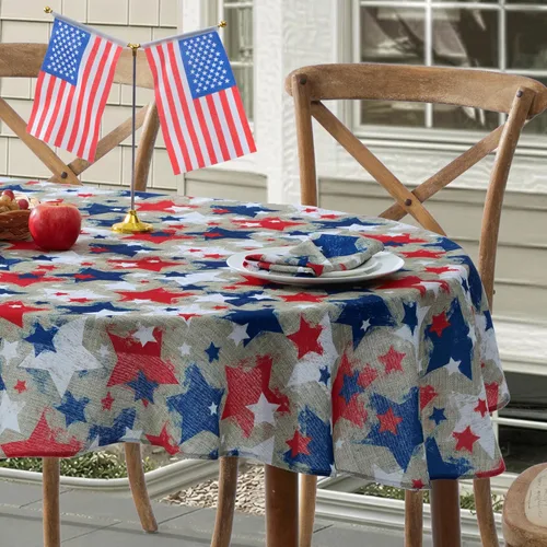 Vista 5 de Newbridge Servilletas cuadradas de tela, juego de 8 servilletas, estrellas de arpillera, servilletas de tela resistentes a las manchas