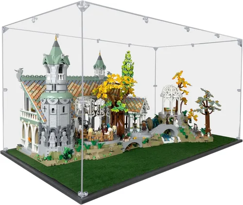 Vista 3 de Vitrina acrílica compatible con Lego Rivendell #10316, vitrina a prueba de polvo (solo funda) (juegos de Lego no incluidos)