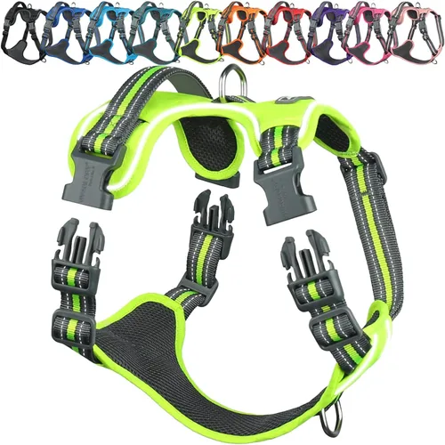 Vista 16 de VIVAGLORY Arnés para perro Easewalk - Arnés para perro sin tirones con asa clip frontal y clip trasero para entrenamiento, caminar y levantar, sin
