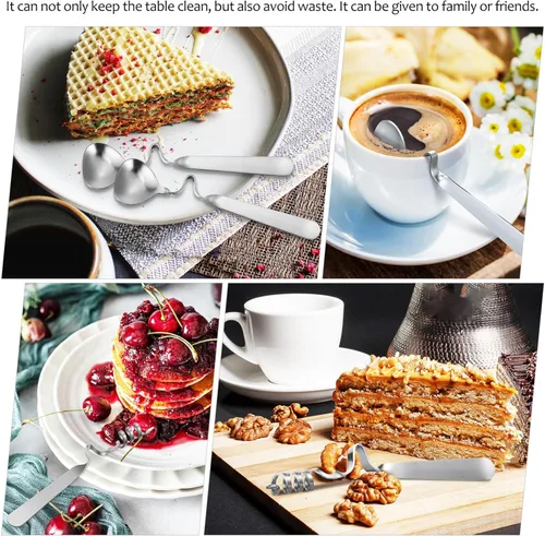 Vista 7 de Luxshiny Cuchara para revolver café, 4 cucharas de café, cuchara de mermelada de miel, cuchara de café de acero inoxidable con mango curvado