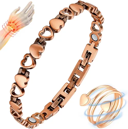 Vista 11 de Vicmag Pulsera de cobre para mujer, pulseras magnéticas ultra resistentes con imanes eficaces, 99.9% de cobre puro, joyería de regalo