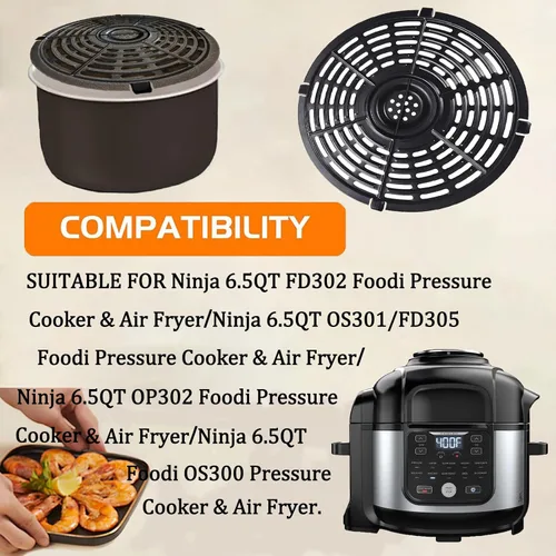 Vista 2 de ALJ Sartén para freidora de aire de 6.5 cuartos de galón para freidora de aire Ninja OS301/FD302/FD305/OP302/OS300 Foodi, freidora de aire mejorada