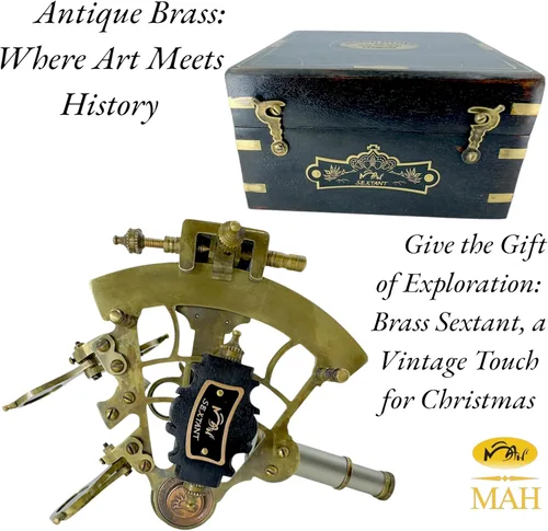 Vista 2 de Brass Ship History Sextant Handmade Gift for Father's Day, Birthday, Anniversary, Baptism, Partner, Best Men, Graduation, Christmas, Vintage
