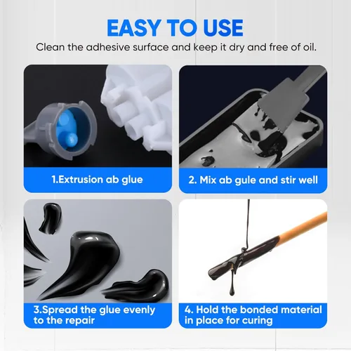 Vista 3 de Vicpricme Pegamento de plástico negro, pegamento epoxi de 2 partes, jeringa de 1.76 onzas, adhesivo de soldadura de plástico impermeable, puede unir