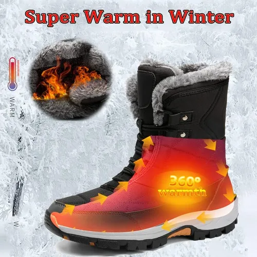 Vista 2 de Botas de nieve para mujer, botas de invierno para mujer, botas de nieve con forro de piel para mujer, botas de invierno antideslizantes para mujer