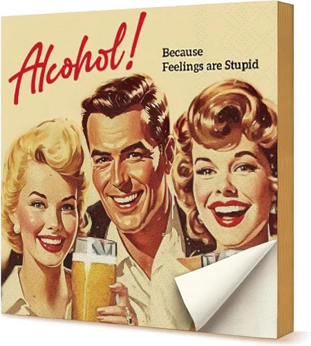 20 servilletas de cóctel divertidas para adultos, servilletas de cóctel divertidas de 3 capas altamente absorbentes, estilo retro plegado de 5