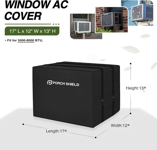 Vista 2 de Porch Shield Cubierta para Aire Acondicionado de Ventana Exterior – Cubierta de Aislamiento de Invierno para Aire Acondicionado de Ventana para Negro