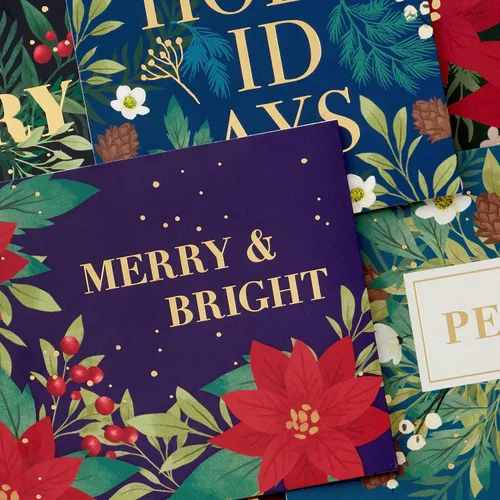 Vista 7 de Hallmark - Tarjetas navideñas surtidas en caja a granel, surtido elegante de flores en tonos joya (72 tarjetas y sobres)