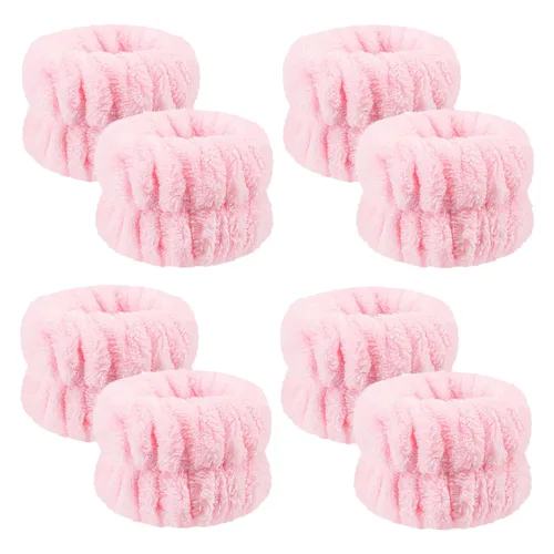 Vista 11 de 12 pulseras de microfibra para spa, toallas de muñeca para lavado facial, bandas para los brazos para evitar derrames de líquidos