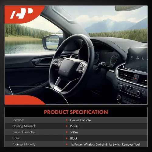 Vista 2 de A-Premium Interruptor de ventana eléctrico compatible con Chevrolet Corvette 1984 1985 1986 1987 1988 1989, consola central, repuesto # 10092804