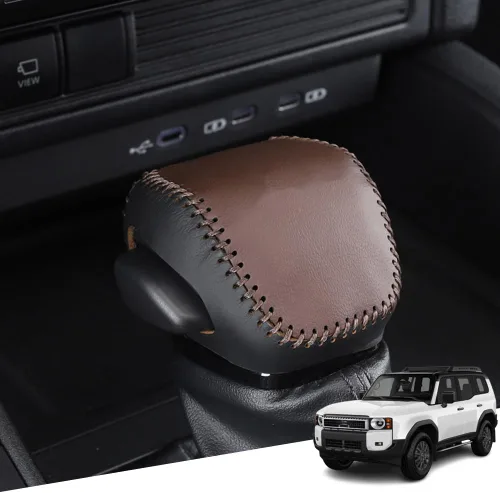 Vista 45 de Great-luck Funda Protectora de Perilla de Palanca de Cambios Automática de Cuero Genuino con Moldura, Accesorios Interiores Personalizados