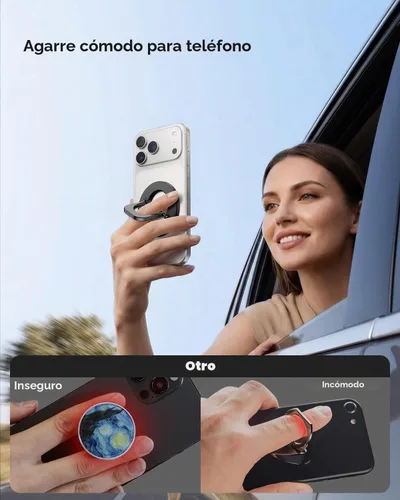 Vista 7 de SUPERONE Anillo magnético de dos caras para soporte ajustable MagSafe Negro