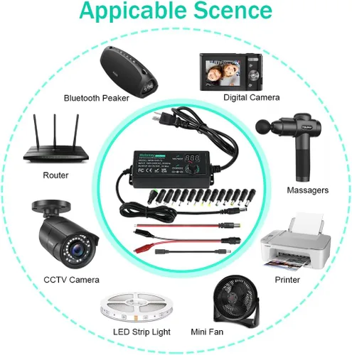 Vista 7 de Fuente de alimentación universal de 3V ~ 24V 3A 72W 3V 5V 6V 9V 12V 15V 18V 20V 24V Adaptador de conmutación variable ajustable AC/DC, convertidor