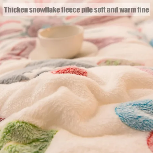Vista 5 de Manta de invierno súper cálida de cordero, terciopelo grueso de doble cara, manta de cama suave de forro polar reversible de primera calidad