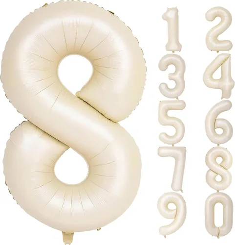 Vista 123 de Globos gigantes de números negros de 40 pulgadas, globos de aluminio de Mylar con helio para cumpleaños, globo número 0 para decoración de fiestas