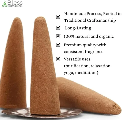 Vista 4 de Bless International Piña y coco 100% natural - Conos de incienso hechos a mano, sumergidos a mano, orgánicos, sin productos químicos