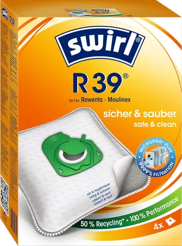 Swirl Bolsas para aspiradora de forro polar R 39 - Para aspiradoras Rowenta y Moulinex Pack de 4