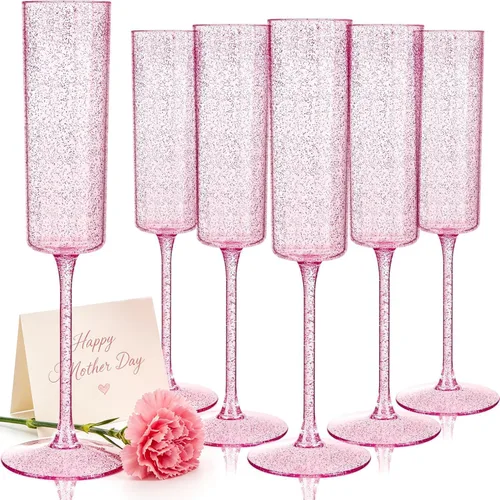 Vista 15 de YOUBET Paquete de 24 copas de champán azules de plástico, copas de champán azul transparente de 6 onzas, vasos de plástico desechables para brindis