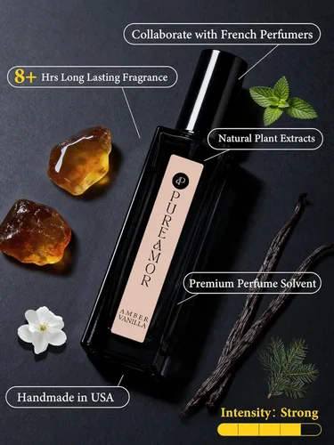 Vista 3 de PUREAMOR Perfume de Vainilla Ámbar para Mujeres, Fragancia con Aroma a Café con Notas Cálidas de Ámbar y Vainilla Dulce, Extrait de Parfum de Larga