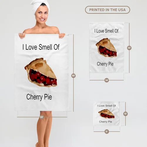 Vista 6 de 3dRose Image of Words Love Smell of Cherry Pie with Cartoon Pie Piece 22x30 Bath Hand Pool Towel