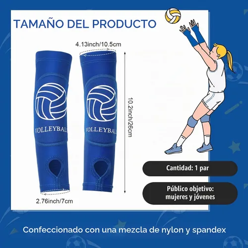 Vista 2 de Shappy 2 piezas de mangas para brazos de voleibol, mangas para antebrazos, almohadillas para brazos de voleibol para niños, niñas, adolescentes Azul