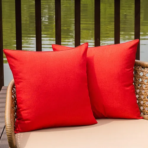 Vista 9 de NiNi ALL Juego de 2 fundas de almohada impermeables para exteriores, decorativas, casa de campo, jardín, fundas de cojín sólidas para patio, tienda
