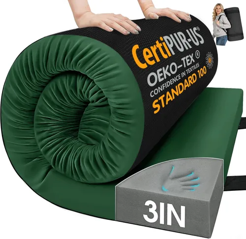 Vista 11 de CYMULA Almohadilla de Colchón de Espuma Viscoelástica para Acampar, Almohadilla para Dormir de 3 Pulgadas para Acampar, Base Antideslizante Inferior