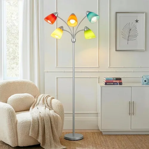 Vista 8 de Brightech Medusa - Lámpara de pie LED. Lámpara de pie ajustable con múltiples cabezales para sala de estar, dormitorio o habitación de los niños.