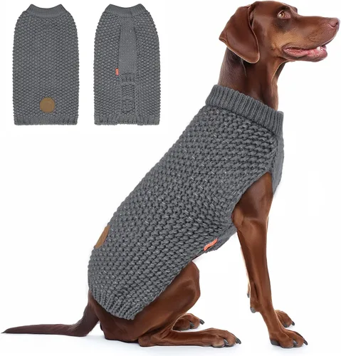 Vista 11 de KYEESE Suéter para Perro con Agujero para Correa para Perros Pequeños Machos Suéter Cálido con Hilo Reflectante Tejido Suave Ropa para Perros Machos
