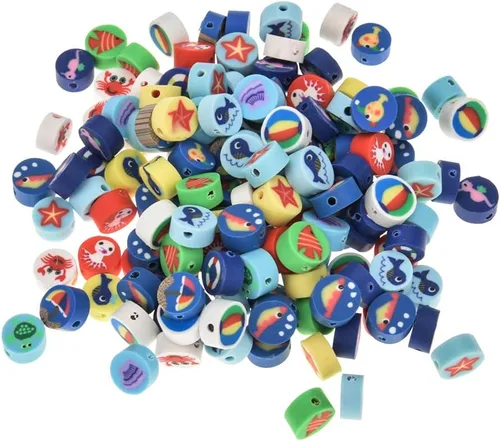 Vista 49 de 100 cuentas espaciadoras de arcilla polimérica para el Día de la Independencia del 4 de julio para hacer joyas, manualidades, pulseras, collares