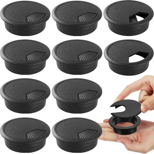 Vista 10 de SATINIOR Paquete de 10 fundas de plástico con ojales de escritorio para organizar cables y cables, tapas organizadoras de cables de escritorio