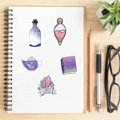 Vista 6 de 300 calcomanías de bruja, estética de bruja bohemia, botella de poción, boticario, calcomanías mágicas para botella de agua, laptop, álbum