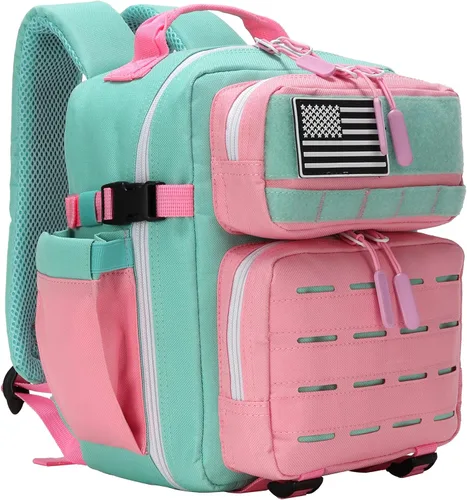 9L Mini Tactical Backpack for Men and Women Tactical Backpack Small for Hiking Small Tactical Bag (Pink&LakeBlue)
