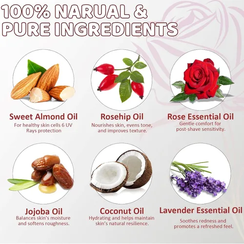 Vista 5 de Aceite para después del afeitado para mujer, fórmula calmante e hidratante para cabello encarnado y sequedad, desodorante natural para mujeres