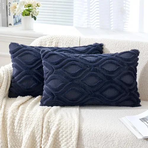 Vista 25 de MIULEE - Juego de 2 fundas de almohada de lana sintética suave y afelpada, fundas decorativas de estilo bohemio para sofá, sala de estar, cama, 16 x